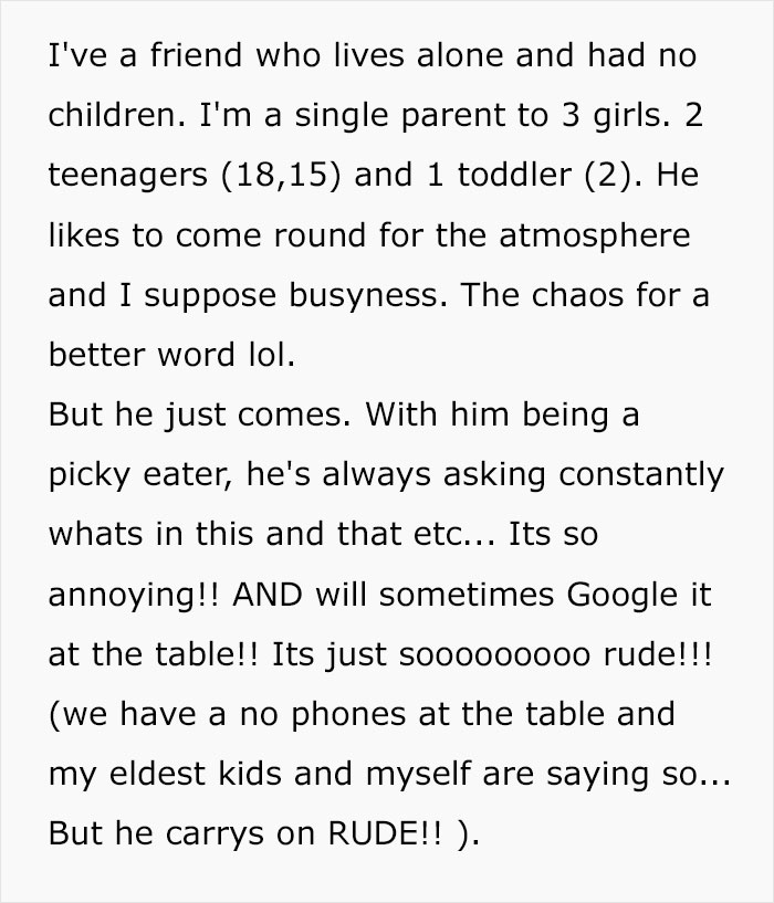 "My Blood Is Boiling": Woman Gets Sick And Tired Of Her Friend Inviting Himself To Dinner "My Blood Is Boiling": Woman Gets Sick And Tired Of Her Friend Inviting Himself To Dinner