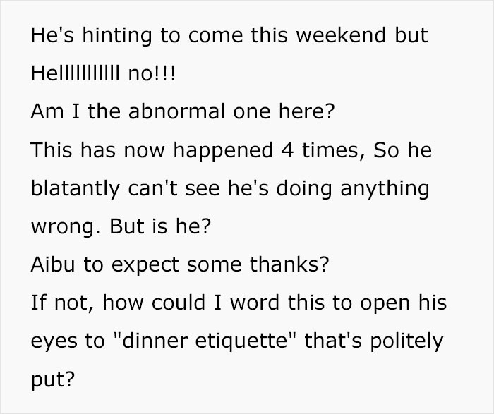 "My Blood Is Boiling": Woman Gets Sick And Tired Of Her Friend Inviting Himself To Dinner "My Blood Is Boiling": Woman Gets Sick And Tired Of Her Friend Inviting Himself To Dinner