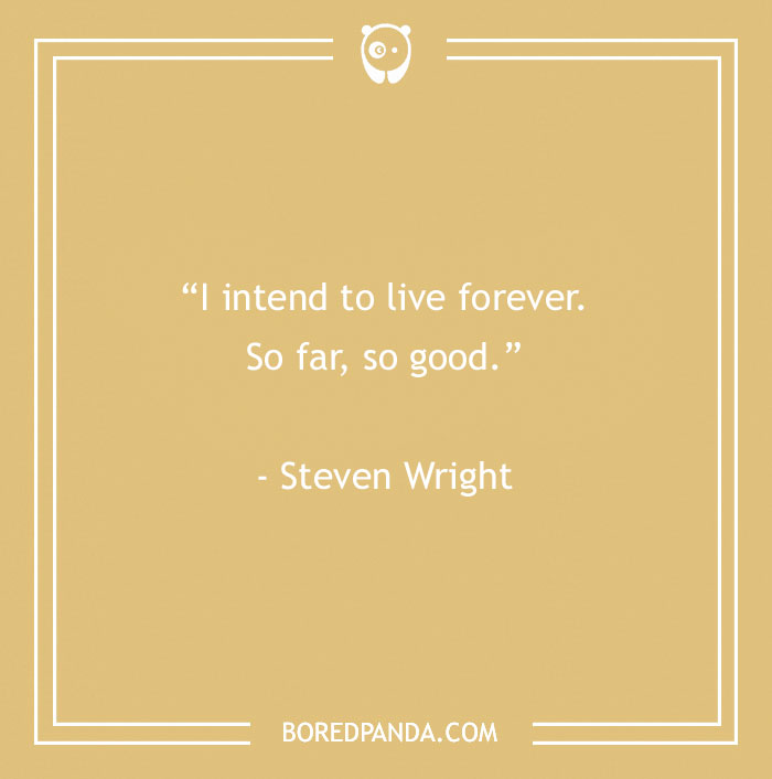 Funny inspirational quote by Steven Wright on a beige background.