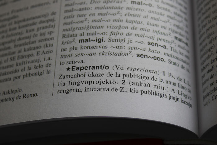 Esperanto word in book