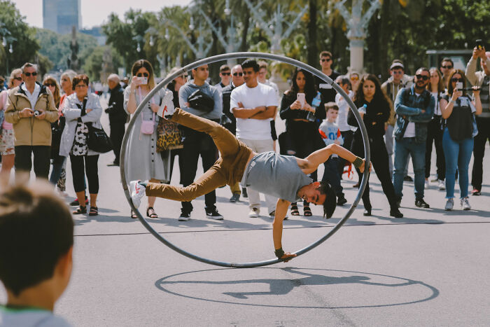 Man performing with hula hoop