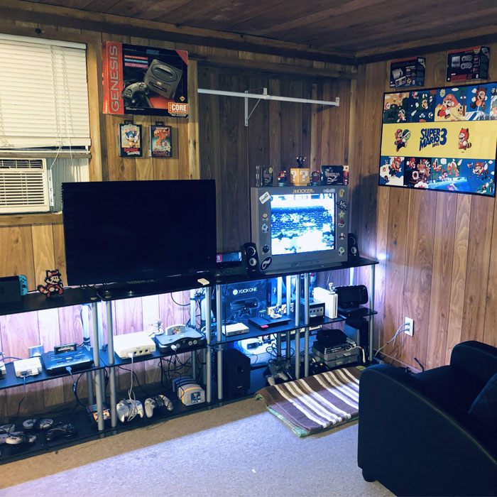 Lodge style wooden game room 