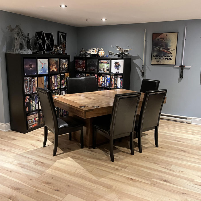Table top for board games in a spacious game room