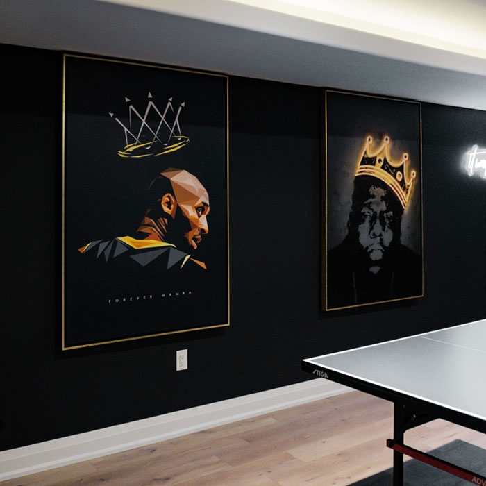 Two custom painting in a game room 