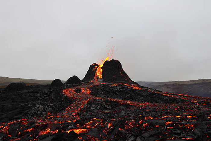 Photography of volcanic eruption