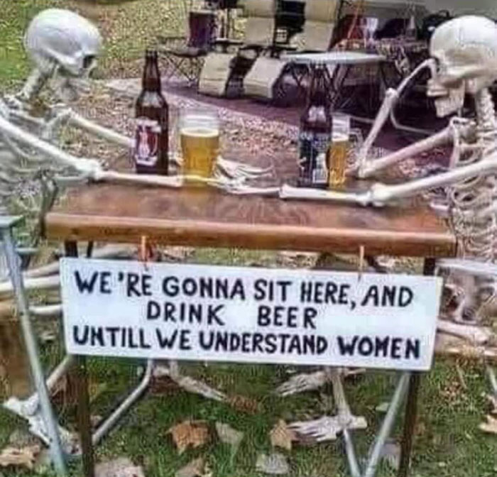 Vamos a sentarnos aquí y beber cerveza hasta que entendamos a las mujeres