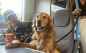 This Adorable Golden Retriever Always Finds A Way To Make New Friends While On A Train Ride