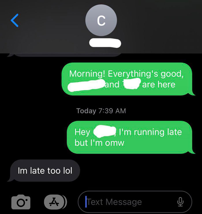 I Was Running Late To Work And Texted My Boss. This Was His Response
