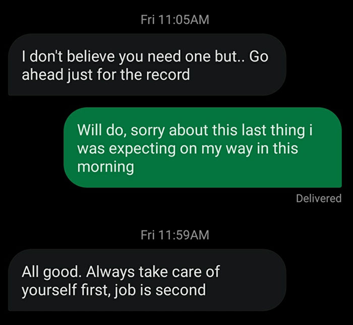 I Got Into A Car Accident On The Way To Work Yesterday. Boss Reaffirmed Why He's An Awesome Dude