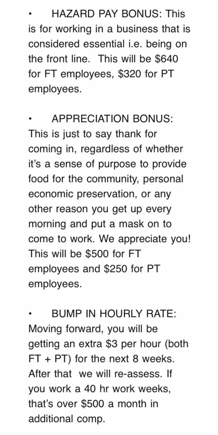 My Girlfriend Just Received This Email From Her Boss. She Works At A Grocery Store And They Are Taking Care Of Her In The Midst Of Coronavirus