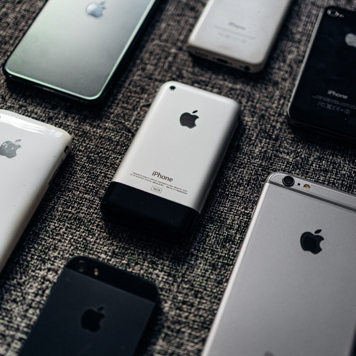iPhones from different years