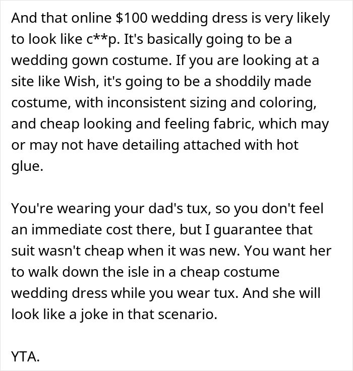 Man Digs A Hole Of Lies While Whining About Fiancée's Wedding Dress Online, She Leaves Him