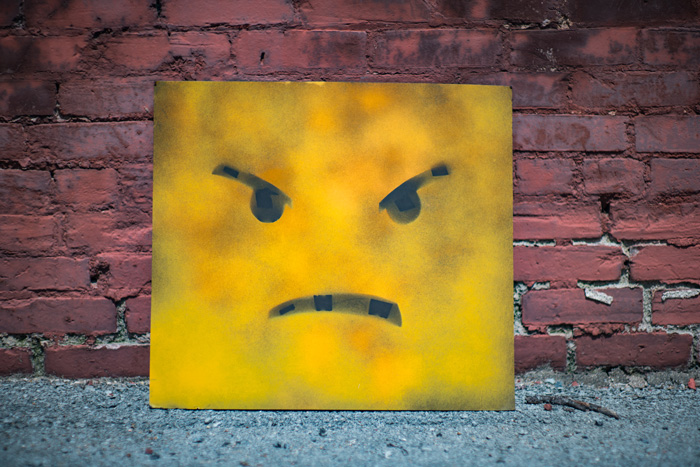 Cardboard with angry face