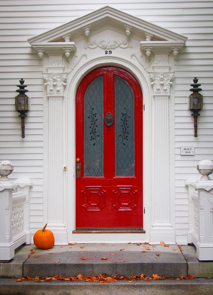 White house with red doors