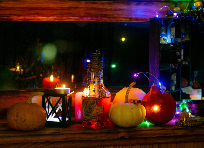 Pumpkin decorations with lights