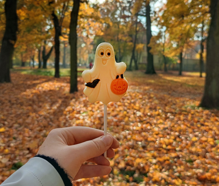 Person holding Halloween candy