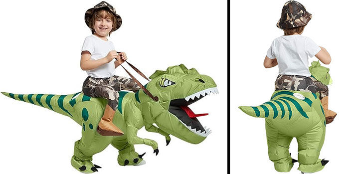 One Casa Inflatable Dinosaur Costume Riding T Rex: Make Halloween Roar-Some, Jurassic Adventure Awaits!