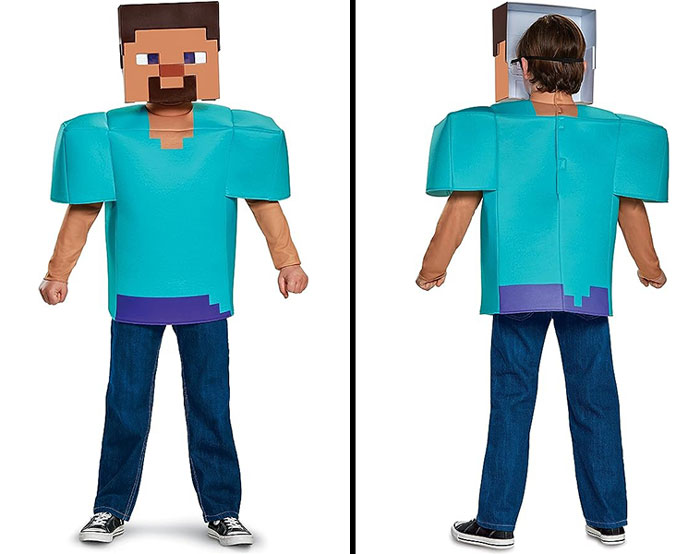 Steve Classic Minecraft Costume: Dive Into The Blocky World With Tunic And Mask