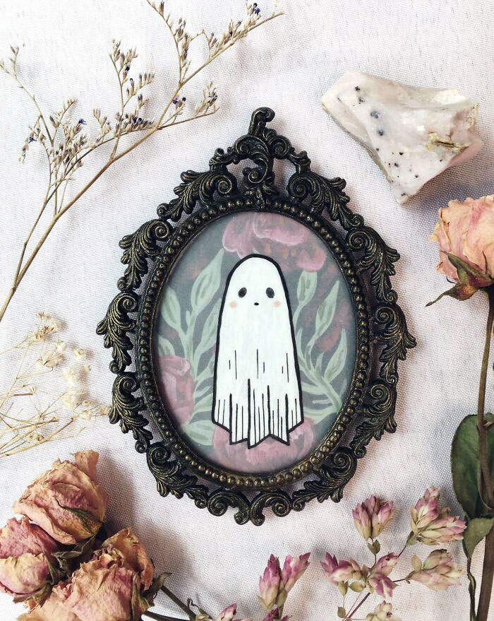 Thought You All Might Like This Ghost I Painted In A Vintage Frame. Counting Down The Days Till Spooky Season