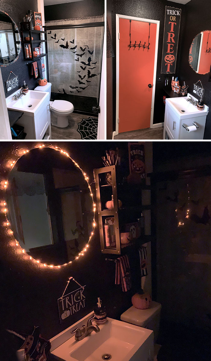 Finally Finished Our Tiny Little Halloween Bathroom, And I’m So So Happy With The Results