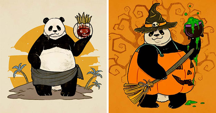 I Draw Illustrations Of Pandas, Here Is The Halloween Edition (13 Pics)