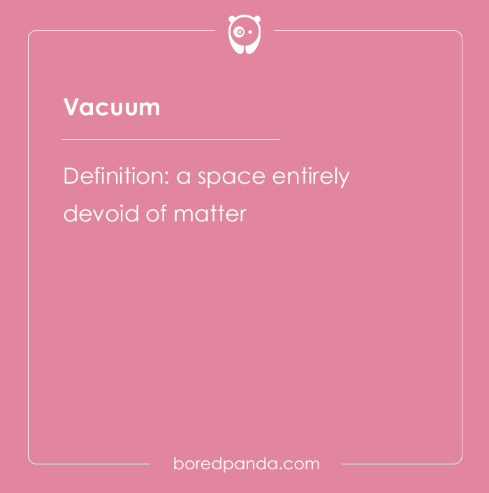 Vacuum spelling bee word card with definition a space entirely devoid of matter from hard spelling bee words list
