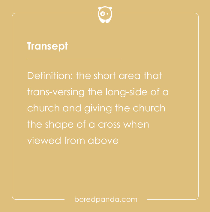 Definition of the hard spelling bee word transept describing a church’s cross-shaped architectural feature.