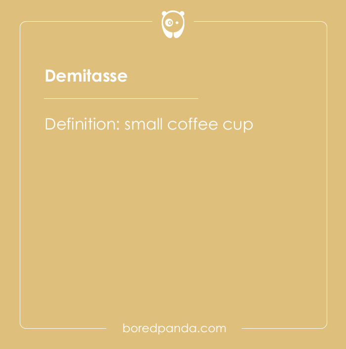 Demitasse word and definition shown as part of hard spelling bee words challenging to spell out loud.