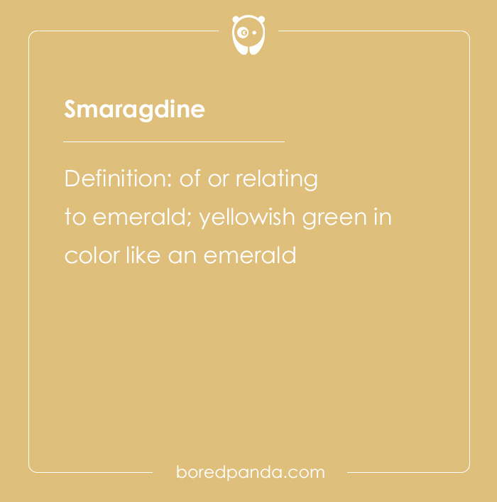 Smaragdine spelling bee word definition describing a yellowish green color related to emerald, from hard spelling bee words.