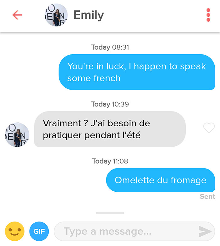 Her Bio Said: "Bonus Points If You Speak French"