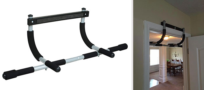 Pull-Up Bar: A heavy-duty steel fitness tool designed to transform any doorway into your personal gym for maximum upper body strength and tone.