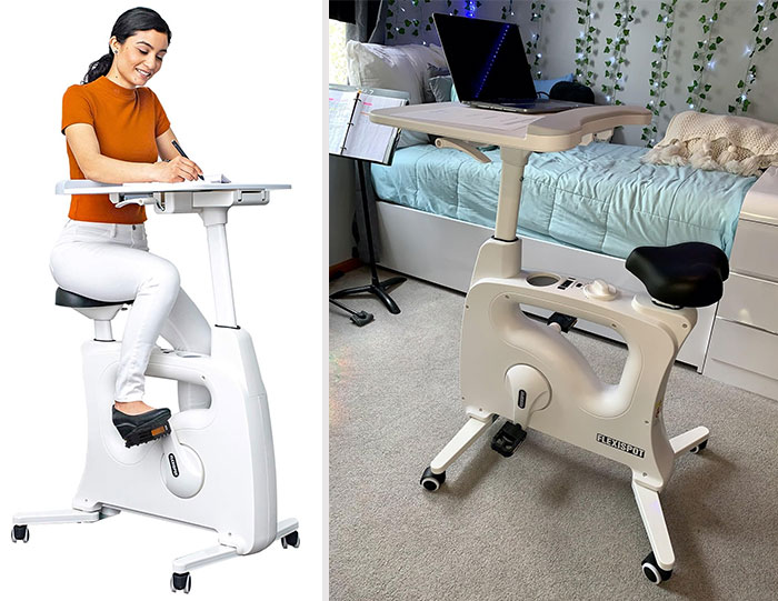 Flexispot Exercise Standing Desk Bike: The perfect fusion of a workspace and exercise equipment designed to boost your immunity and keep you in shape while working from home, ensuring quiet operation and comfortable use for the whole family.
