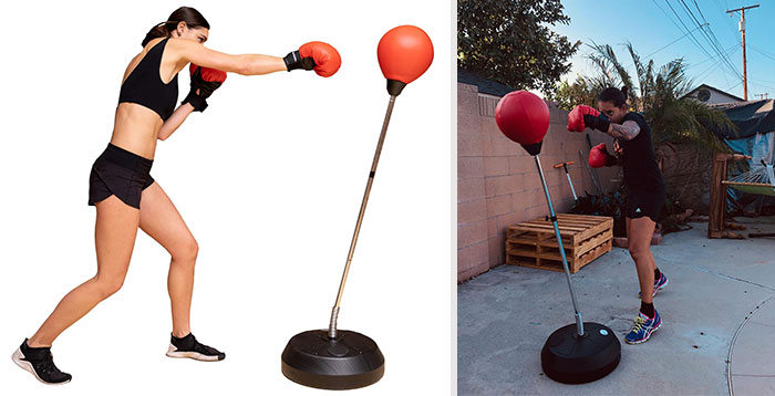 Punching Bag With Stand: Designed for comfort, convenience, and durability, perfect for beginners seeking to build strength and improve reflexes.