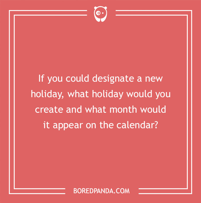 Hypothetical question on a pink background: "If you could designate a new holiday, what month would it appear on the calendar?"