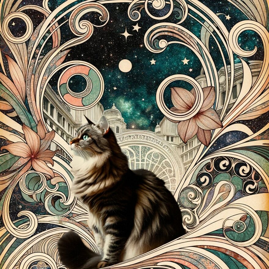 Art Nouveau Tabby Cat