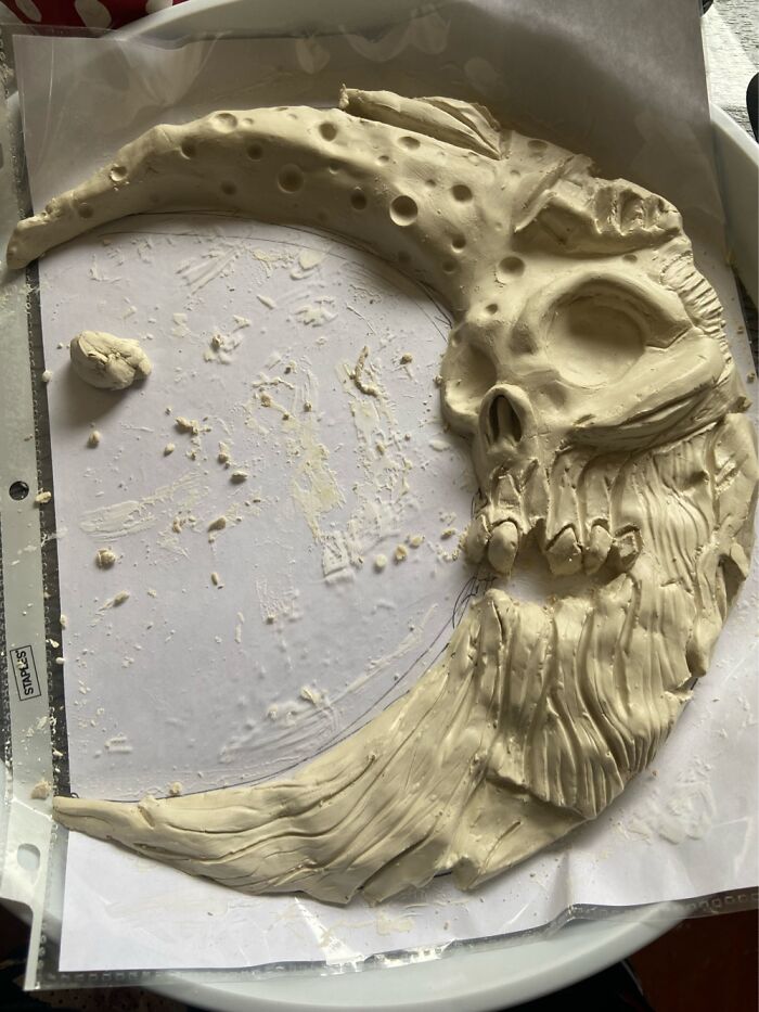 Skull Moon Out Of Air Dry Clay