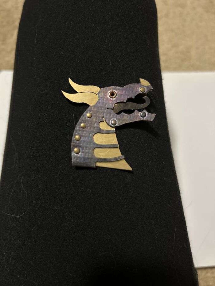 Copper And Brass Dragon I Made In Art Metals (Used Livor Of Sulfur To Dye Copper Black)