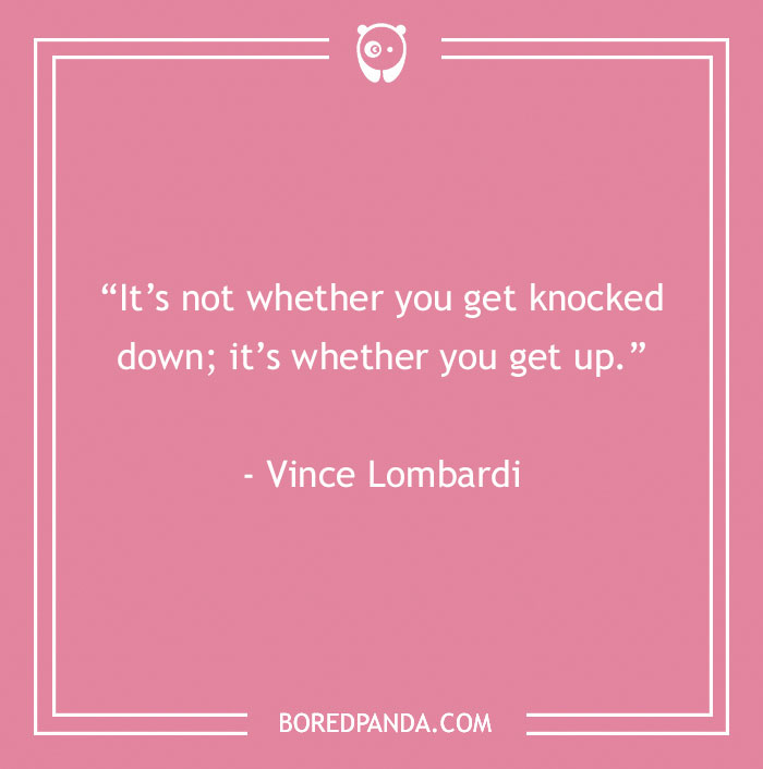 Inspirational sports quote by Vince Lombardi on a pink background.