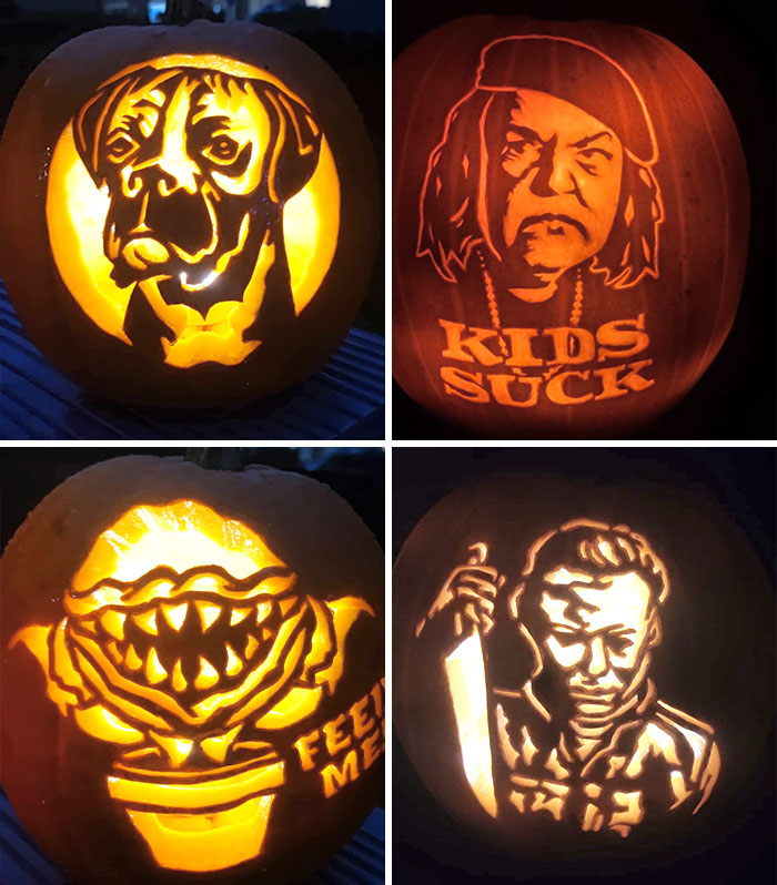 I Carved These 4 Yesterday. Unfortunately, The Boxer And Audrey II Got Stolen