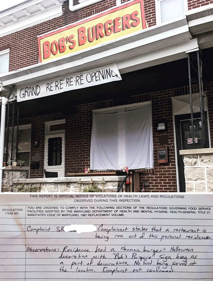 On Halloween, Someone Reported This House In Baltimore To The Health Department For Illegally Running A Restaurant Out Of A Residence