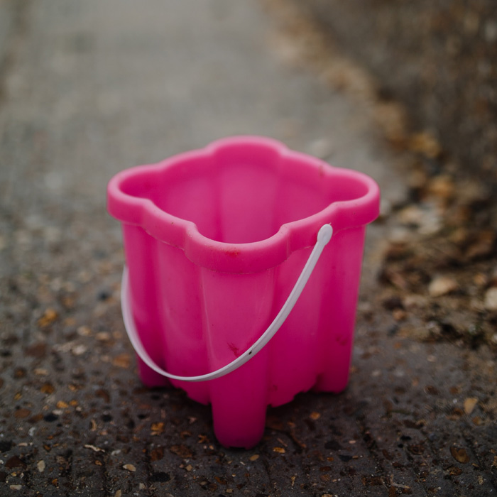 Pink plastic bucket 