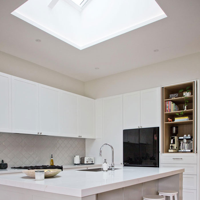 Spacious and bright kitchen with skylight 