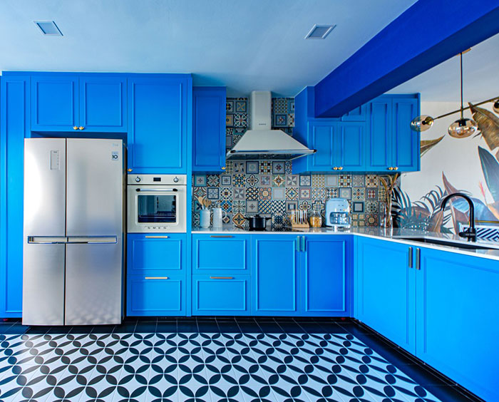 Light blue colorful kitchen 