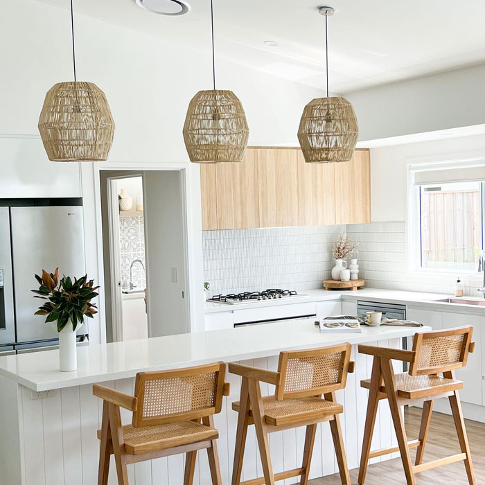  Pendant lights in a spacious bright kitchen 