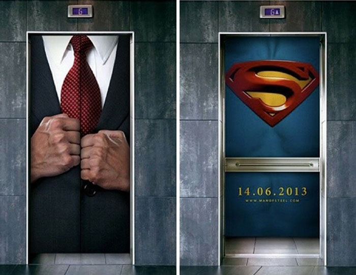 Anuncio de Superman en un ascensor