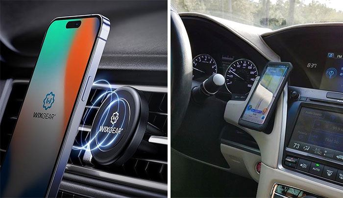 Magnetic Phone Holder For Car: Never worry about your phone falling while driving, this sturdy and stylish mount keeps your smartphone securely in place.