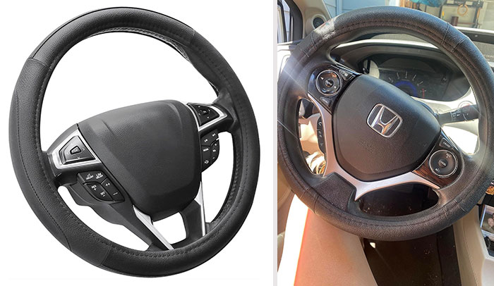 SEG Direct Car Steering Wheel Cover: Not only enhances the interior of your car, but also absorbs sweat, prevents slips, and protects your hands and your wheel from sunburn, wear, and dirt.
