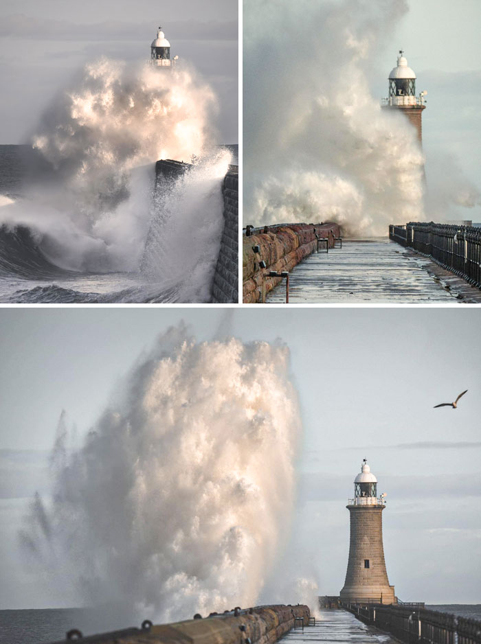 Big Waves Catching The Light At Tynemouth Pier On Sunday