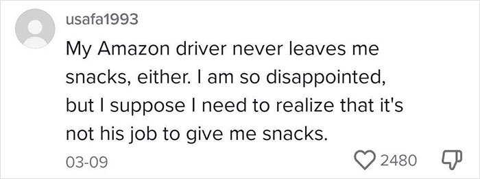 Amazon Driver Says Customers Should Put Out Snacks, People Don't Think It Should Be Expected Amazon Driver Says Customers Should Put Out Snacks, People Don't Think It Should Be Expected