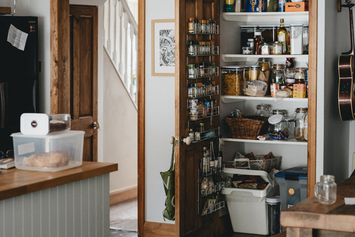 Pantry with groceries on the kitchen Pantry with groceries on the kitchen
